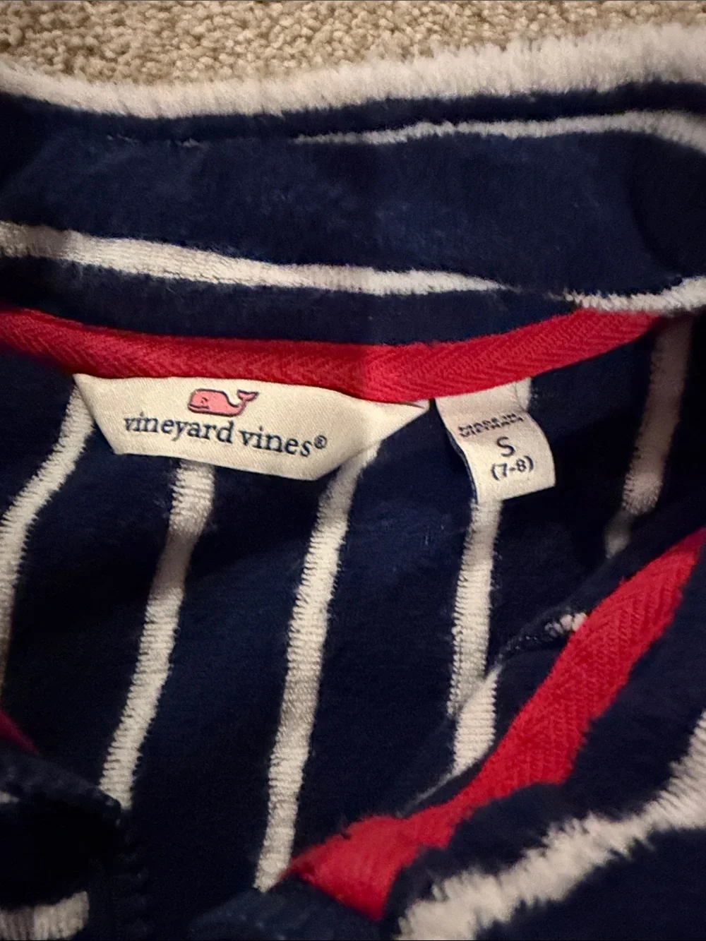 Vineyard Vines Navy & White Striped Kids Fleece Pullover